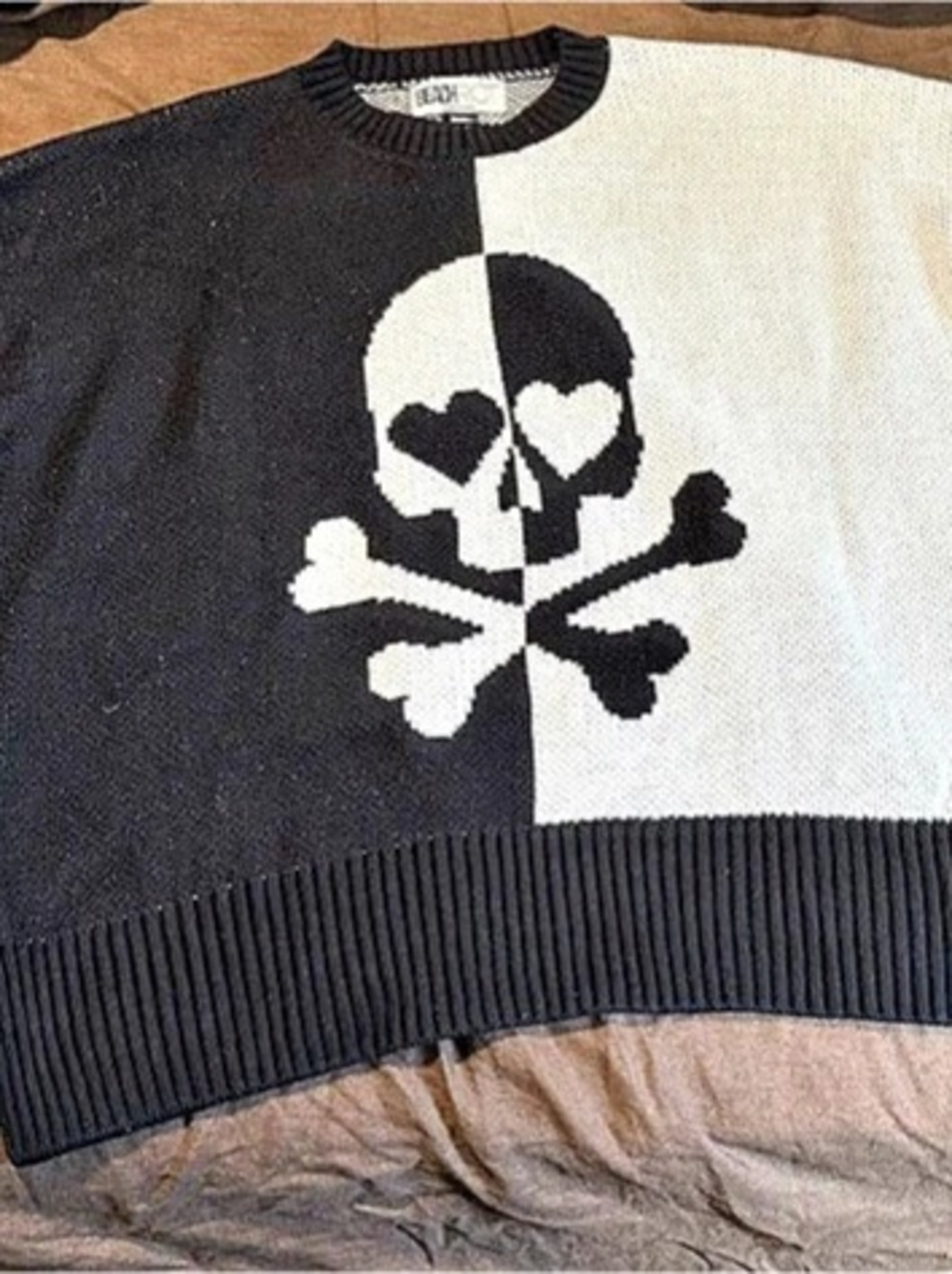 Beach Riot Callie Sweater Color Block Skull Size Large